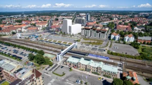 Perspektiv från ovan med byggnad 1